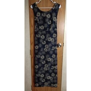Vtg R&K Originals Floral Midi Dress Sz 12 M Back Tie Sleeveless Summer